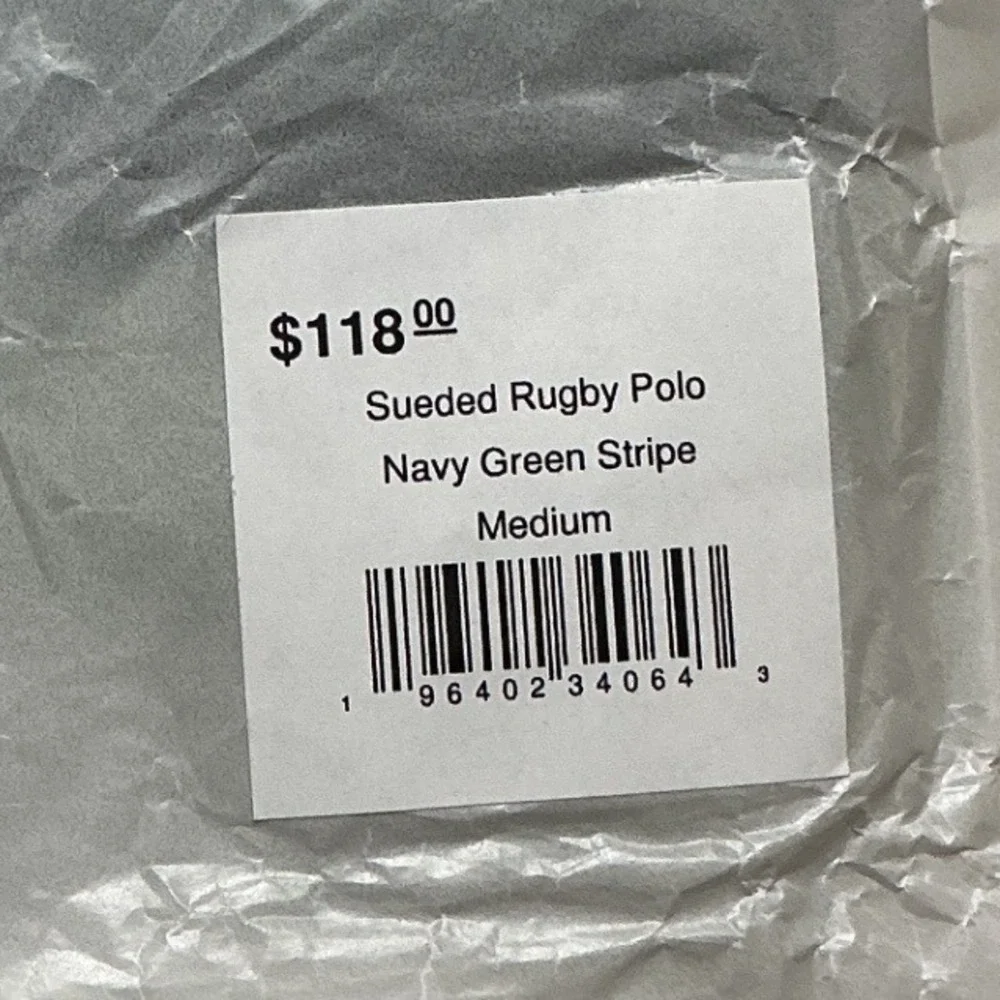 Marine Layer Sueded Rugby Polo Navy Green Stripe Medium‎ New With Tags